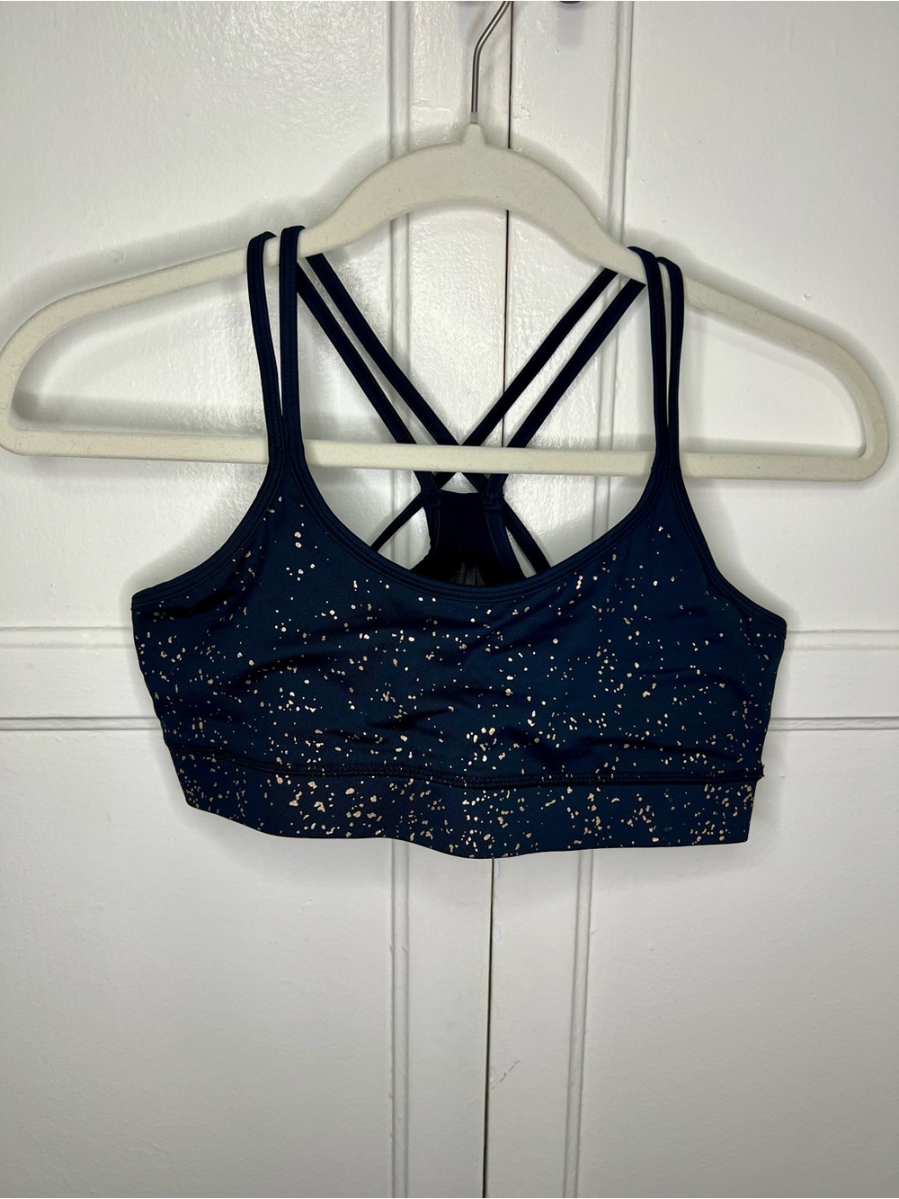 Buffbunny Collection Black and Gold Speckled Sports Bra | M